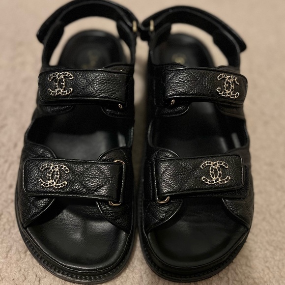 Chanel Dad Sandals 37.5 calf skin, Gold hardware - Picture 5 of 5